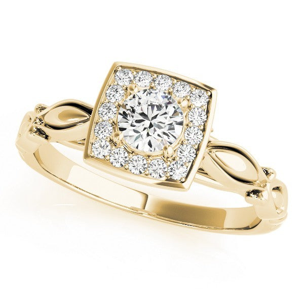 2.00Ct DE/VS Lab Grown Round Diamond Halo Engagement Ring 18K Yellow Gold