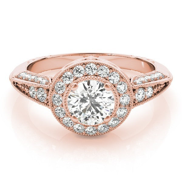 Lab Grown Round Diamond Halo Engagement Ring 18K White Gold