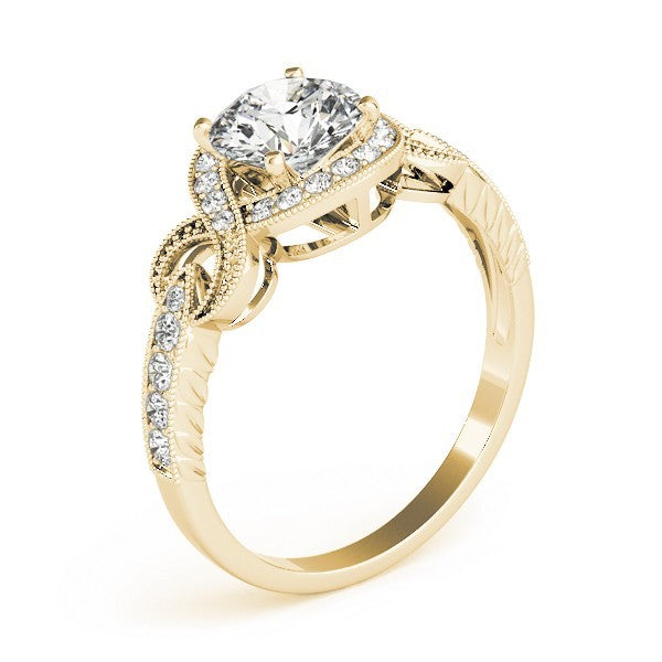 2.00Ct DE/VS Lab Grown Round Diamond Halo Engagement Ring 18K Yellow Gold