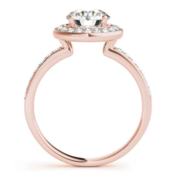 Lab Grown Round Diamond Halo Engagement Ring 18K Yellow Gold