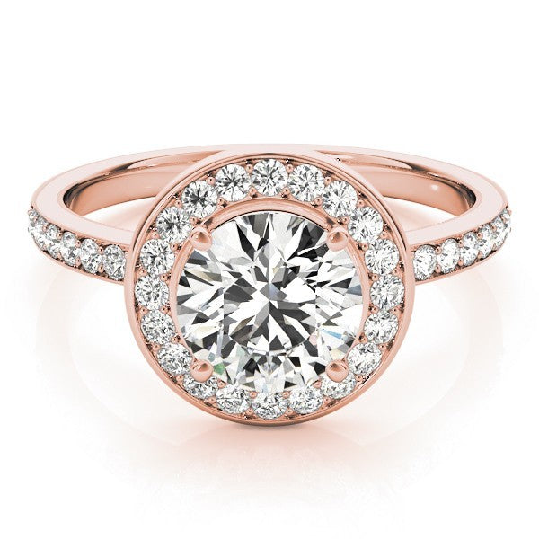 Lab Grown Round Diamond Halo Engagement Ring 18K Yellow Gold