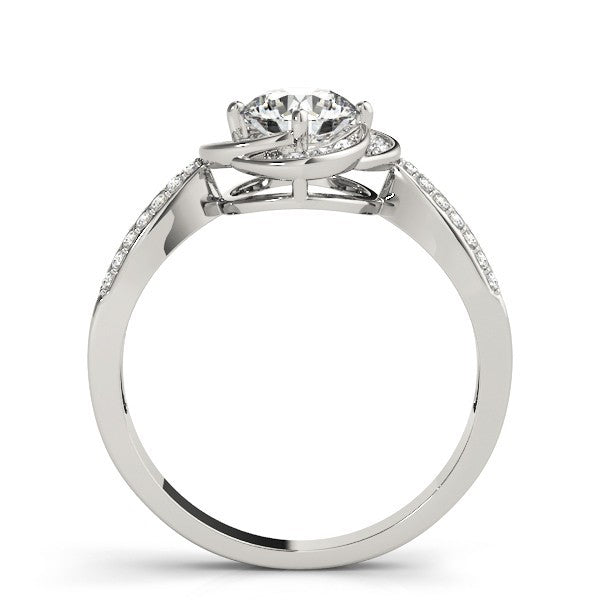 Lab Grown Round Diamond Halo Engagement Ring 18K White Gold