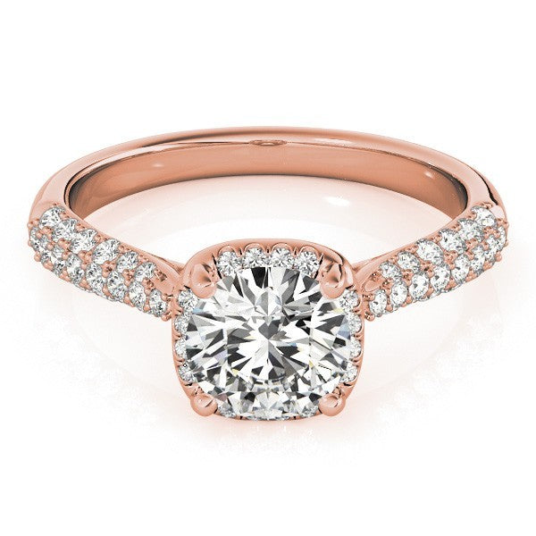 Lab Grown Round Diamond Halo Engagement Ring 18K Yellow Gold
