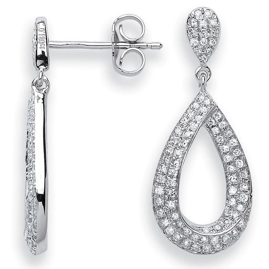 0.34Ct Natural Round Cut Diamond Fancy Pear Drop Earring In White Gold