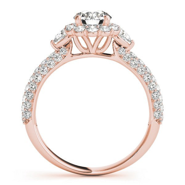 Lab Grown Round Diamond Halo Engagement Ring 18K Yellow Gold
