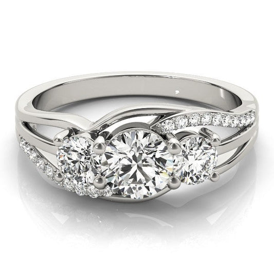 2.00ct Lab Grown Round Diamond 3 Stone Engagement Ring Platinum