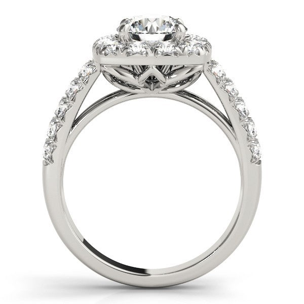 3.00 Carat Lab Grown Round Cut Diamond Halo Engagement Ring 18K White Gold