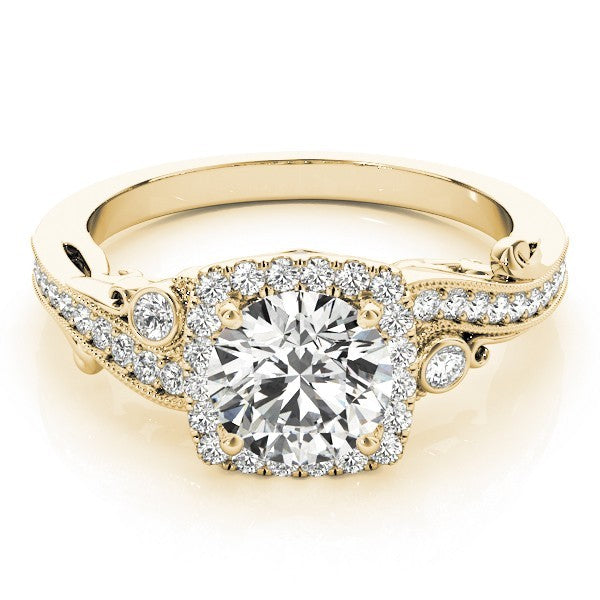 Lab Grown Round Diamond Halo Engagement Ring in 18K Rose Gold