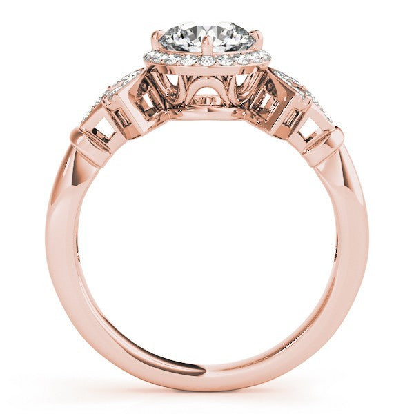 Lab Grown Round Diamond Halo Engagement Ring 18K White Gold