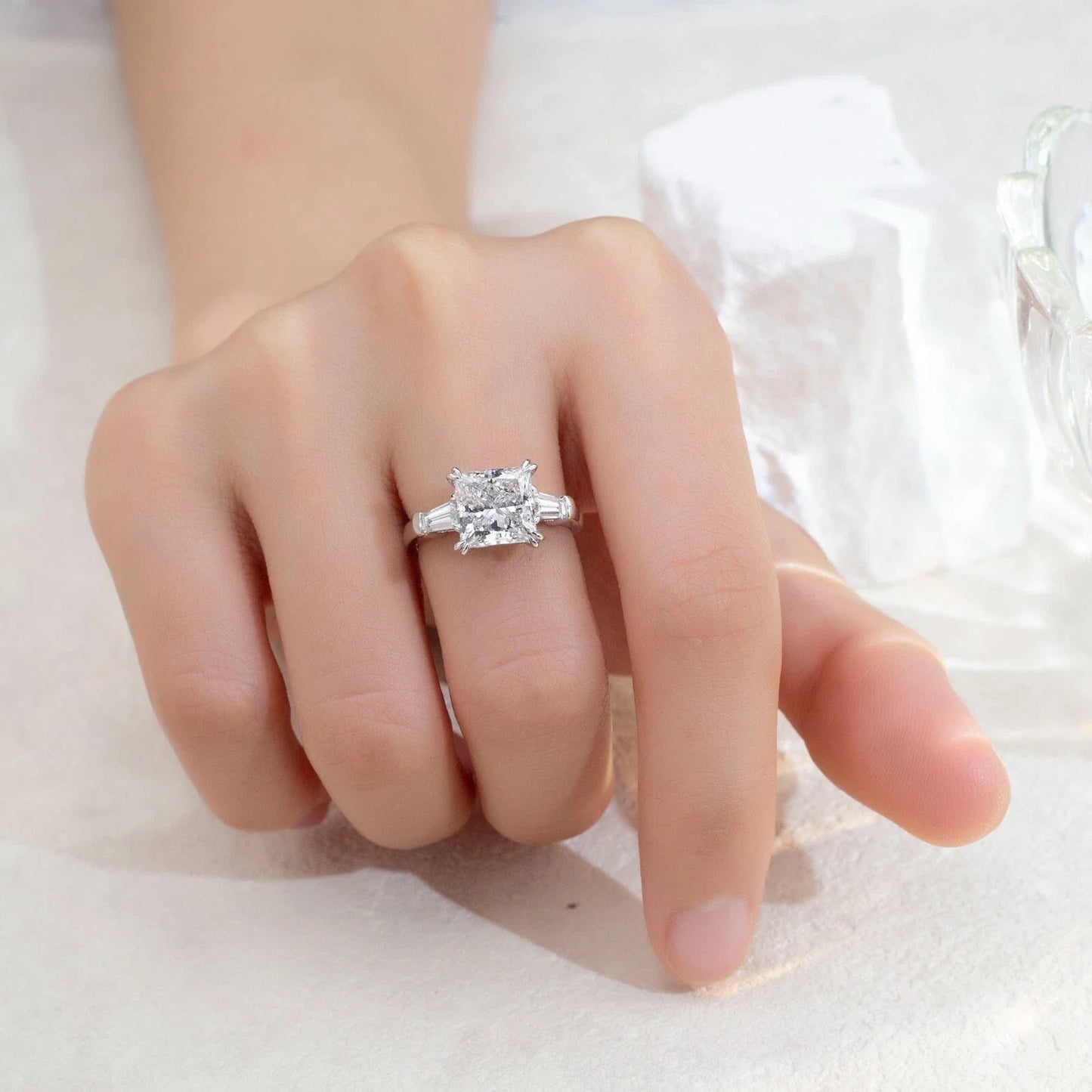 IGI Certified Lab Grown 4.50 Ct Princess Cut Diamond In Platinum Ring