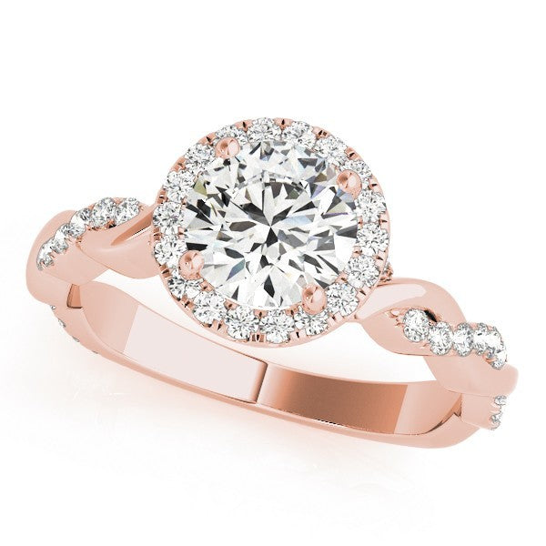 Lab Grown Round Diamond Halo Engagement Ring 18K White Gold