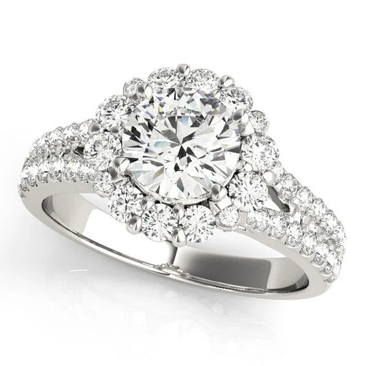 Lab Grown Round Diamond Halo Engagement Ring In Platinum