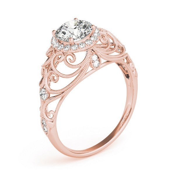 2.00Ct DE/VS Lab Grown Round Diamond Halo Engagement Ring 18K Rose Gold