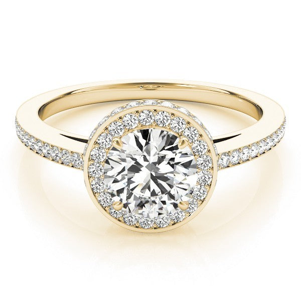 Lab Grown Round Diamond Halo Engagement Ring 18K White Gold