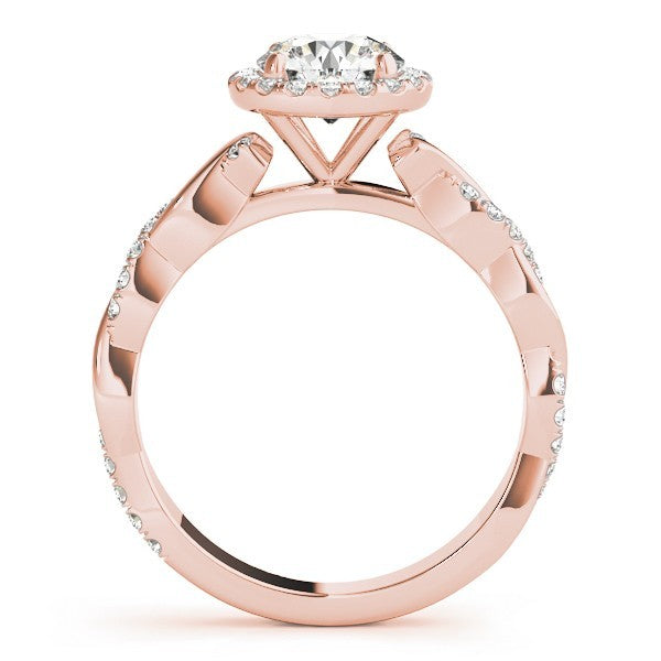 Lab Grown Round Diamond Halo Engagement Ring 18K White Gold