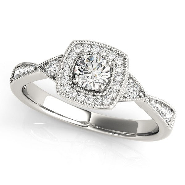 Lab Grown Round Diamond Halo Engagement Ring in 18K Rose Gold