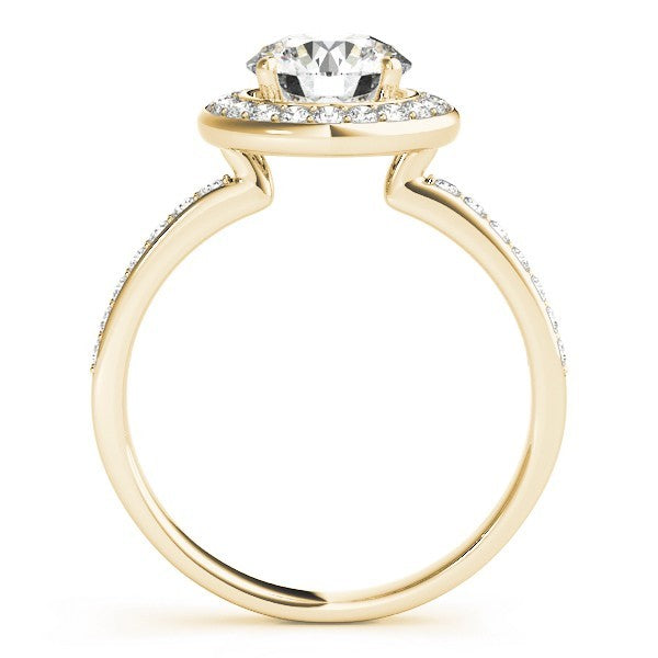Lab Grown Round Diamond Halo Engagement Ring 18K Yellow Gold
