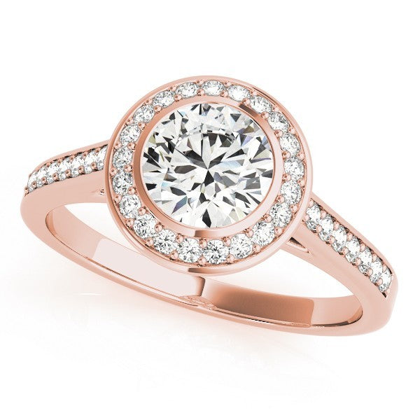 2.00 Carat DE/VS Lab Grown Round Cut Diamond Halo Engagement Ring 18K White Gold
