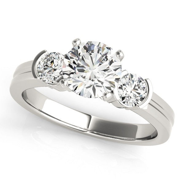 2.00ct Lab Grown Round Cut Diamond Claw Set Trilogy Engagement Ring Platinum