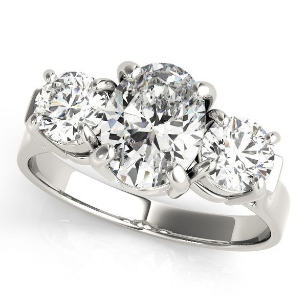 18k yellow gold Oval cut Trilogy Engagement Ring Ð 2Ct DE/VS Lab Grown Diamonds