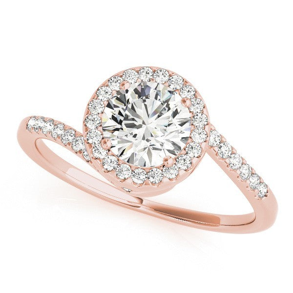 Lab Grown Round Diamond Halo Engagement Ring 18K Yellow Gold