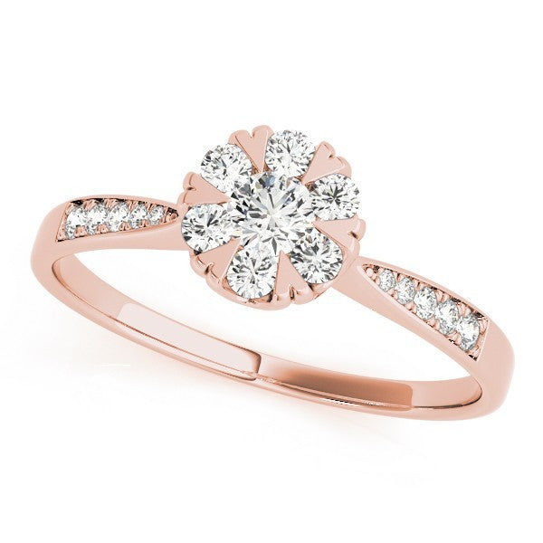 Lab Grown Round Diamond Halo Engagement Ring in Platinum