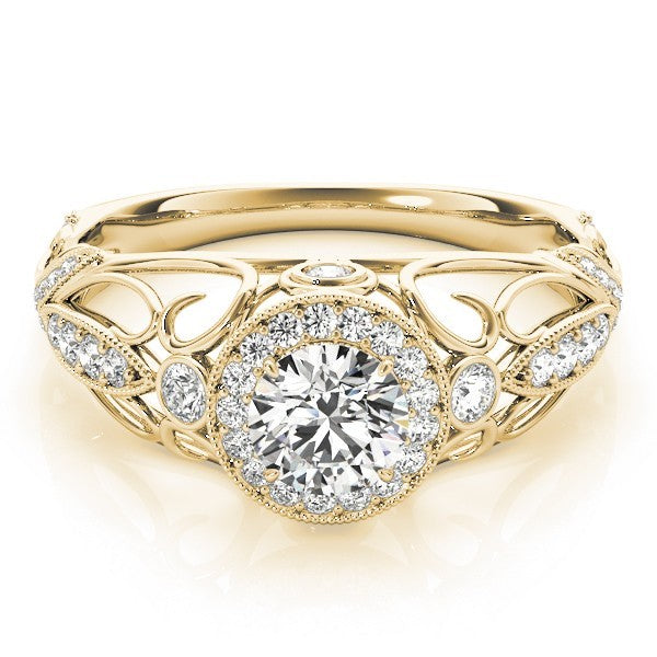 Lab Grown Round Diamond Halo Engagement Ring 18K Rose Gold