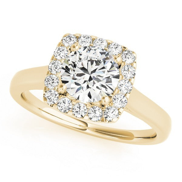 2.00Ct Lab Grown Round Diamond Halo Engagement Ring 18K Yellow Gold