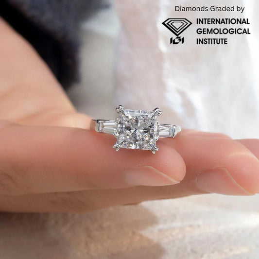 IGI Certified Lab Grown 4.50 Ct Princess Cut Diamond In Platinum Ring
