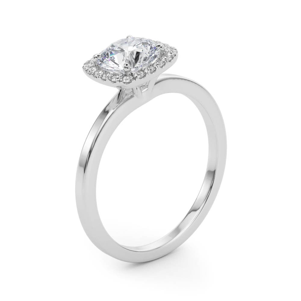 Lab Grown Round Diamond Halo Engagement Ring 18K Yellow Gold
