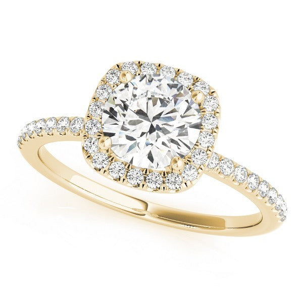 Lab Grown Round Diamond Halo Engagement Ring 18K White Gold