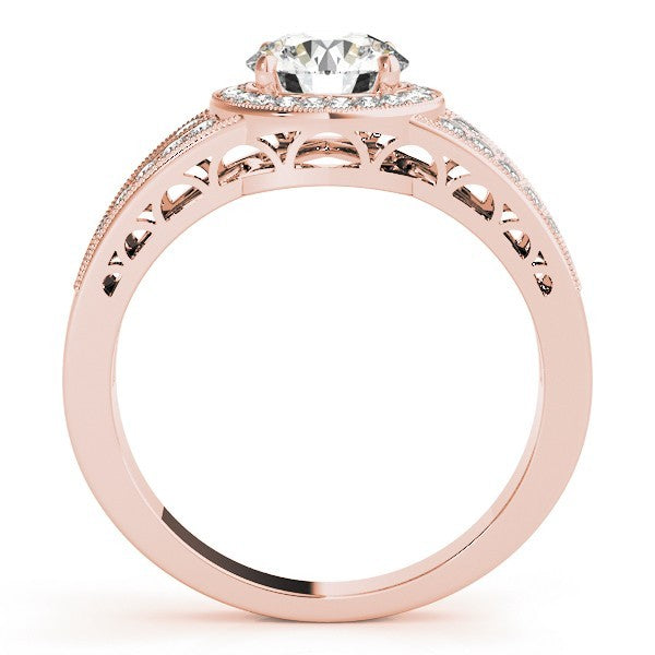 Lab Grown Round Diamond Halo Engagement Ring 18K White Gold