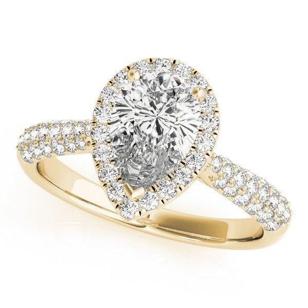 2.00 Ct DE/VS Lab Grown Pear Shape Diamond Halo Engagement Ring Platinum