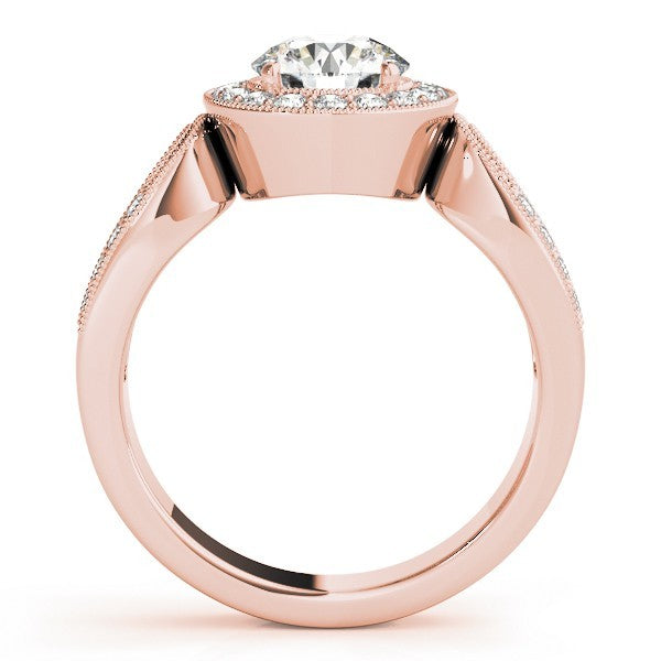 Lab Grown Round Diamond Halo Engagement Ring 18K White Gold