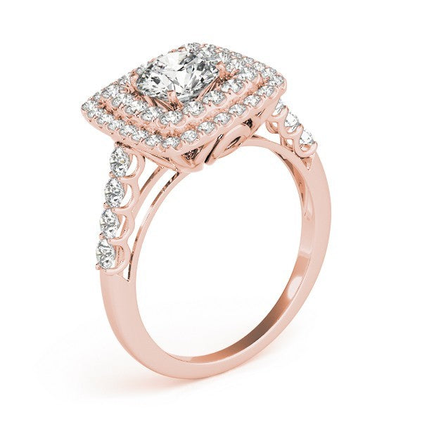 3.00 Carat DE/VS Lab Grown Round Cut Diamond Halo Engagement Ring 18K White Gold