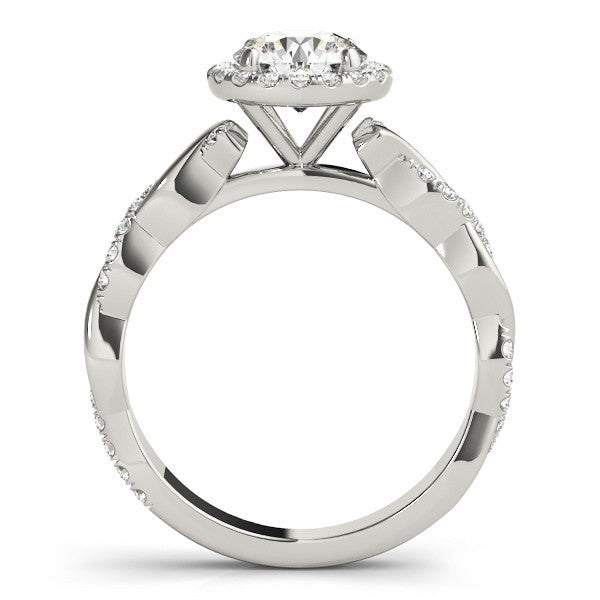 Lab Grown Round Diamond Halo Engagement Ring 18K White Gold