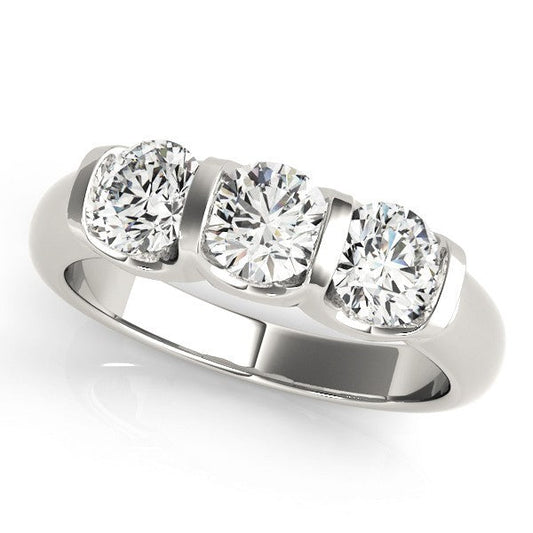 2.00 CT DE/VS Lab Grown Diamond Three Stone Engagement Ring Platinum For Women