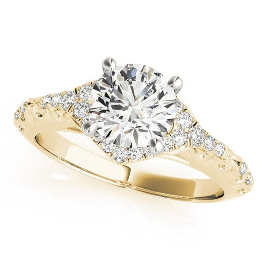 2.00Ct Lab Grown Round Diamond Halo Engagement Ring 18K Yellow Gold