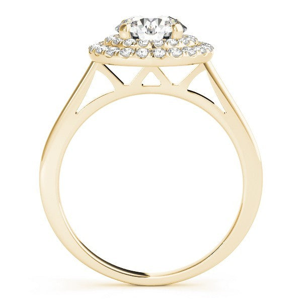 Lab Grown Round Diamond Halo Engagement Ring 18K Yellow Gold