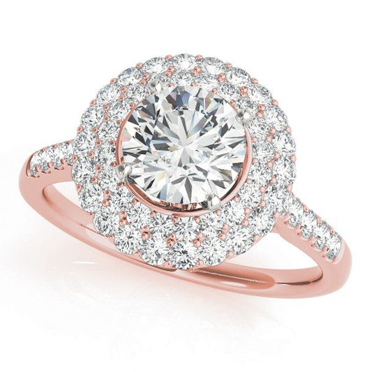 Lab Grown Round Diamond Halo Engagement Ring 18K Rose Gold