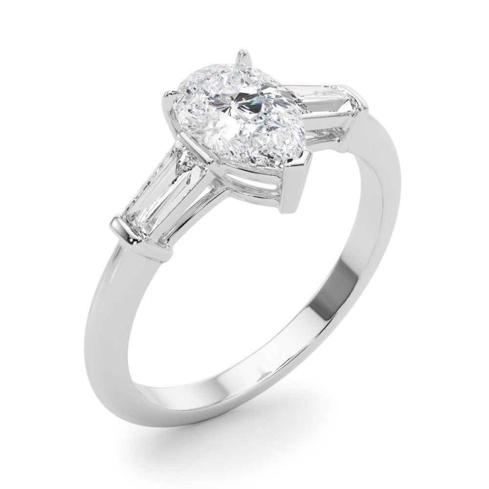 950 Platinum 2.00CT DE/VS Lab-Grown Pear Cut Diamond 3 Stone Engagement Ring