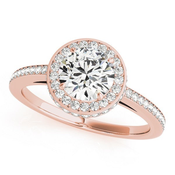 Lab Grown Round Diamond Halo Engagement Ring 18K White Gold