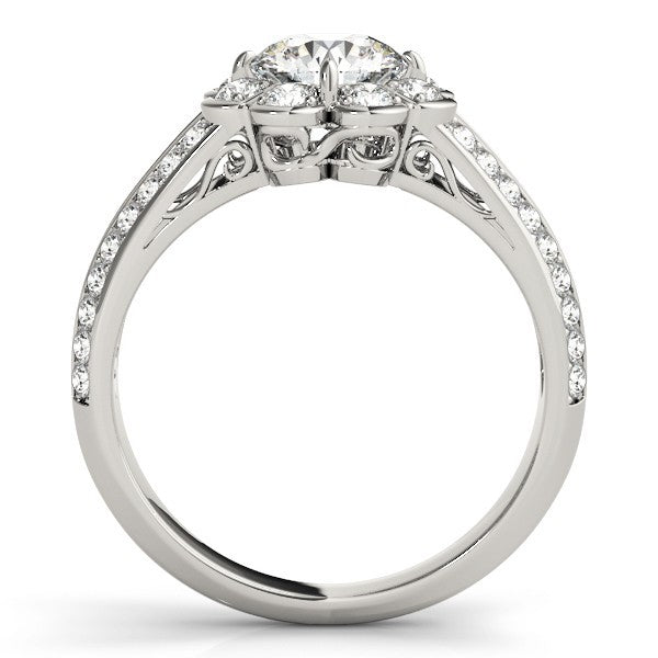 2.00Ct DE/VS Lab Grown Round Cut Diamond Halo Engagement Ring Platinum