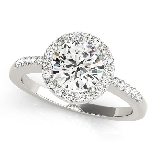 2.00Ct DE/VS Lab Grown Round Diamond Halo Engagement Ring 18K White Gold