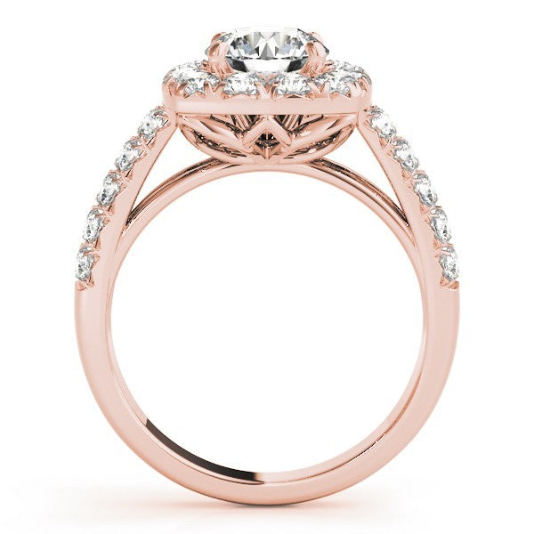3.00 Carat Lab Grown Round Cut Diamond Halo Engagement Ring 18K White Gold