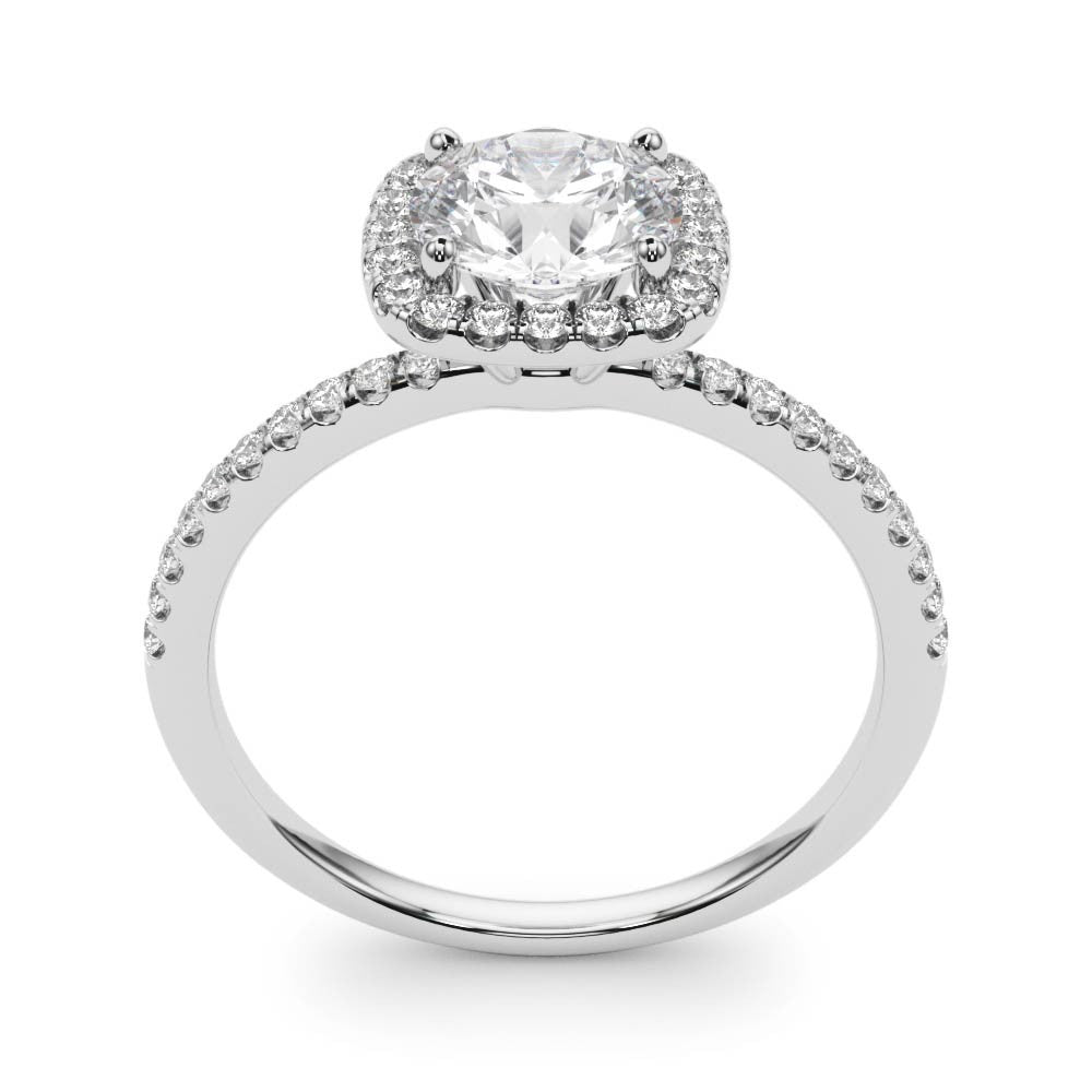 Lab Grown Round Diamond Halo Engagement Ring 18K White Gold