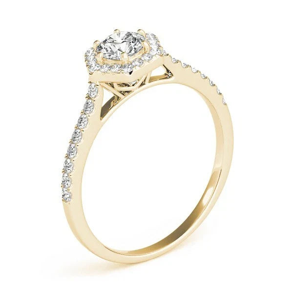 Lab Grown Round Diamond Halo Engagement Ring For Women