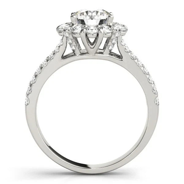 Lab Grown Round Diamond Halo Engagement Ring In Platinum