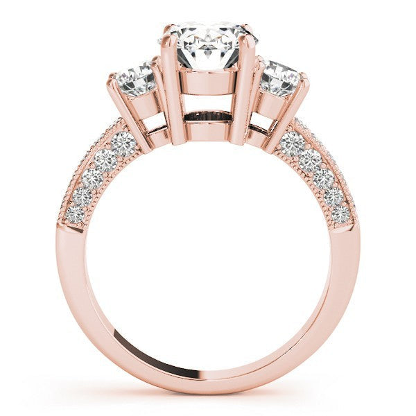 Platinum 2.00CT DE/VS Lab Grown Oval Cut Diamond Trilogy Engagement Ring