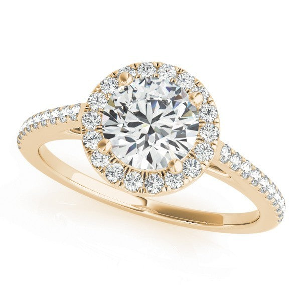 Lab Grown Round Diamond Halo Engagement Ring 18K White Gold